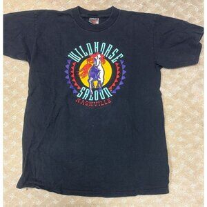Vintage Wildhorse Saloon Nashville T Shirt Men L Black Oneita Cotton Made in USA